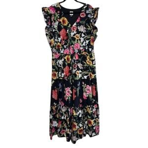 Anne Klein Women's sx 2X floral tiered Cotton Maxi Dress